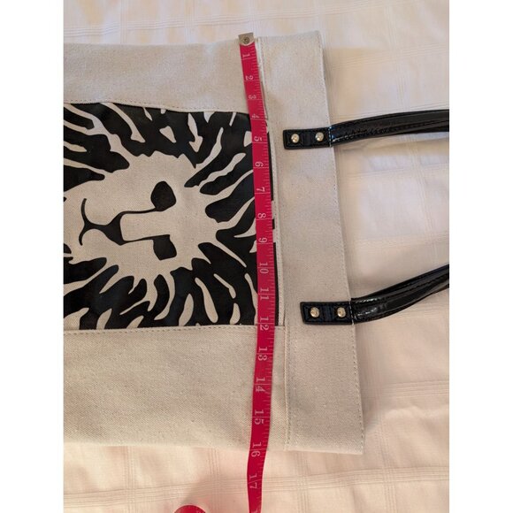 Anne Klein Canvas Tote Bag Patent Leather Handles Rope Trim W/ Accessory Pouches - Picture 15 of 16